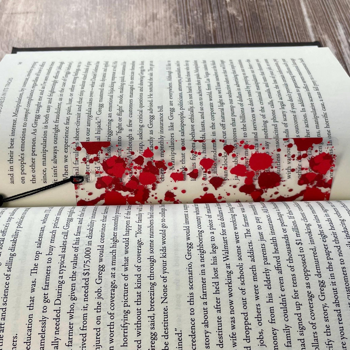 Blood Splatter Bookmark Makes a True Crime Gift, Horror Stocking Stuffer or Thriller Gift for Mystery Readers