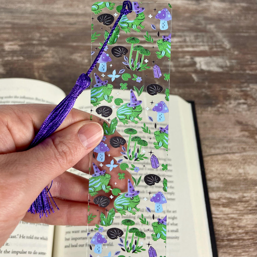 Frog Bookmark Makes a Witchy Halloween Gift or Cottagecore Stocking Stuffer for Frog Lovers and Readers