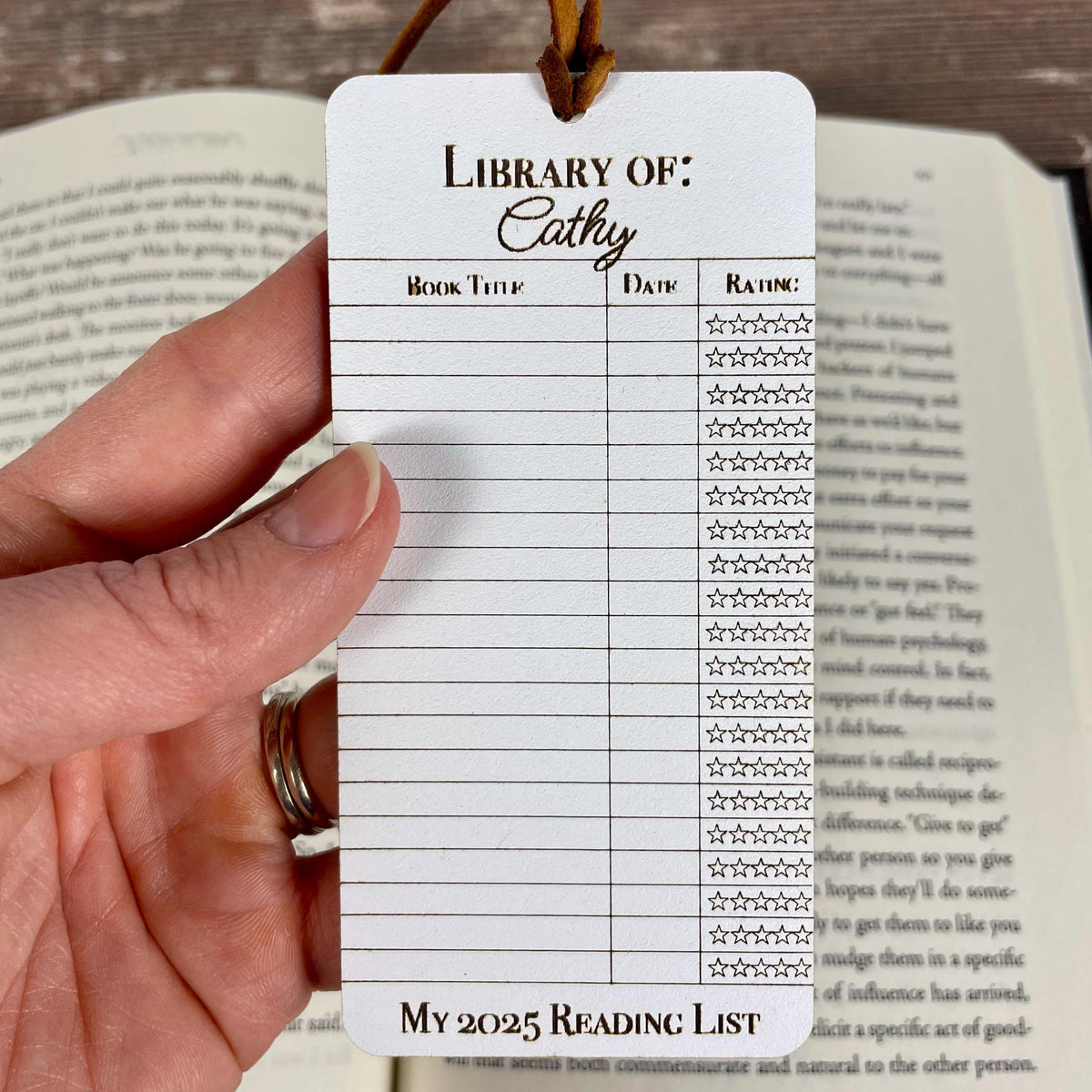 Personalized Reading Log Bookmark: Book Lover Gift