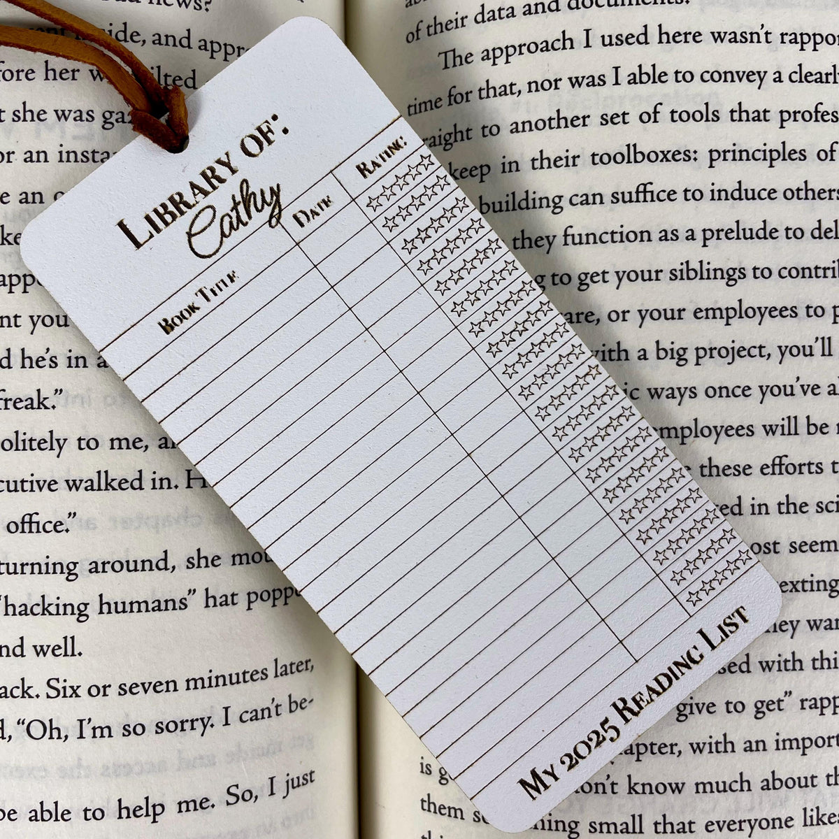 Personalized Reading Log Bookmark: Book Lover Gift