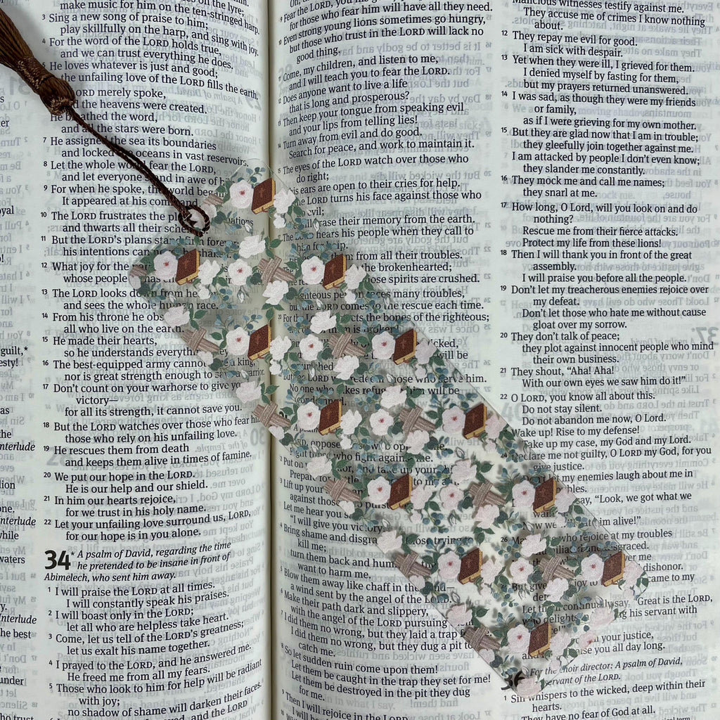 Floral Christian Bookmark for Women, Meaningful Bible Study Gift or Religious Stocking Stuffer for Readers of Faith