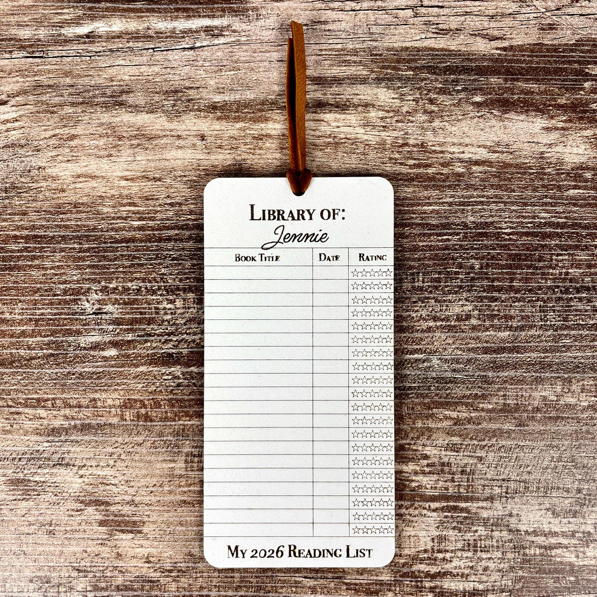 Personalized Reading Log Bookmark: Book Lover Gift