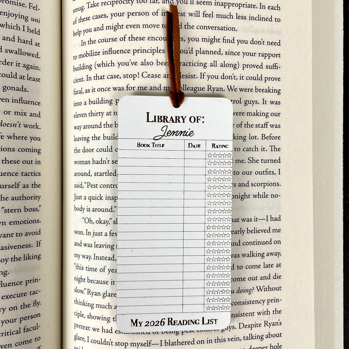 Personalized Reading Log Bookmark: Book Lover Gift