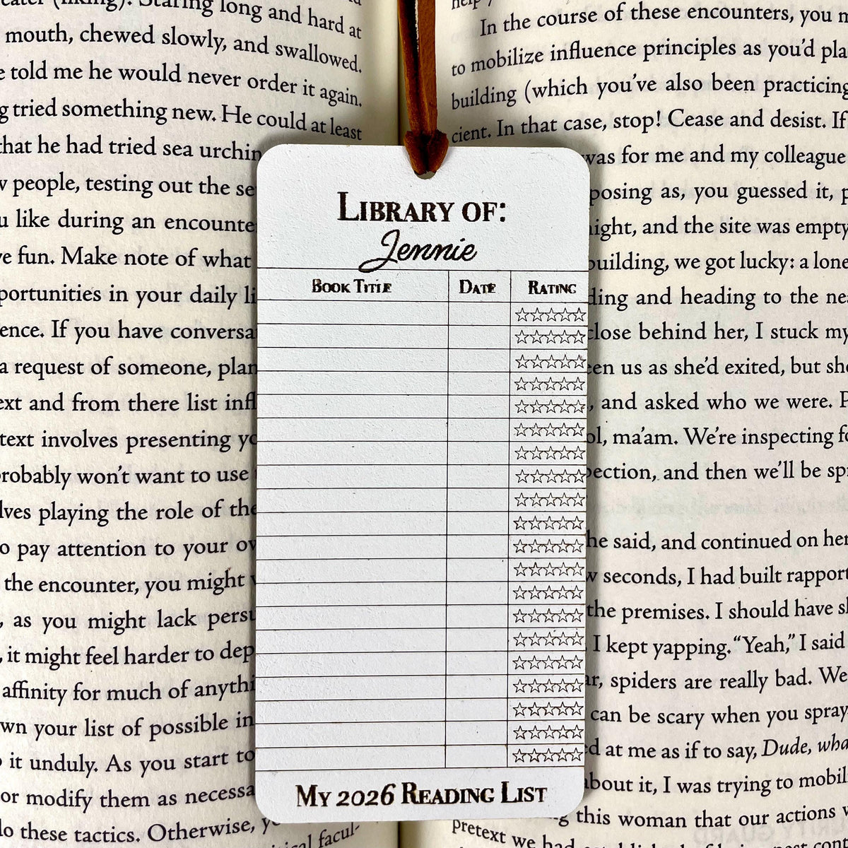 Personalized Reading Log Bookmark: Book Lover Gift