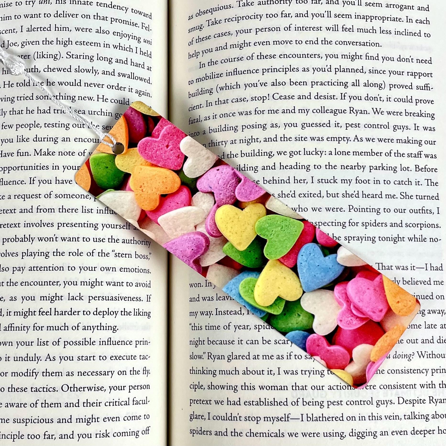 Candy Heart Bookmark Makes a Valentine’s Day Gift for Book Lovers or a Cute Teacher Gift for Students and Young Readers