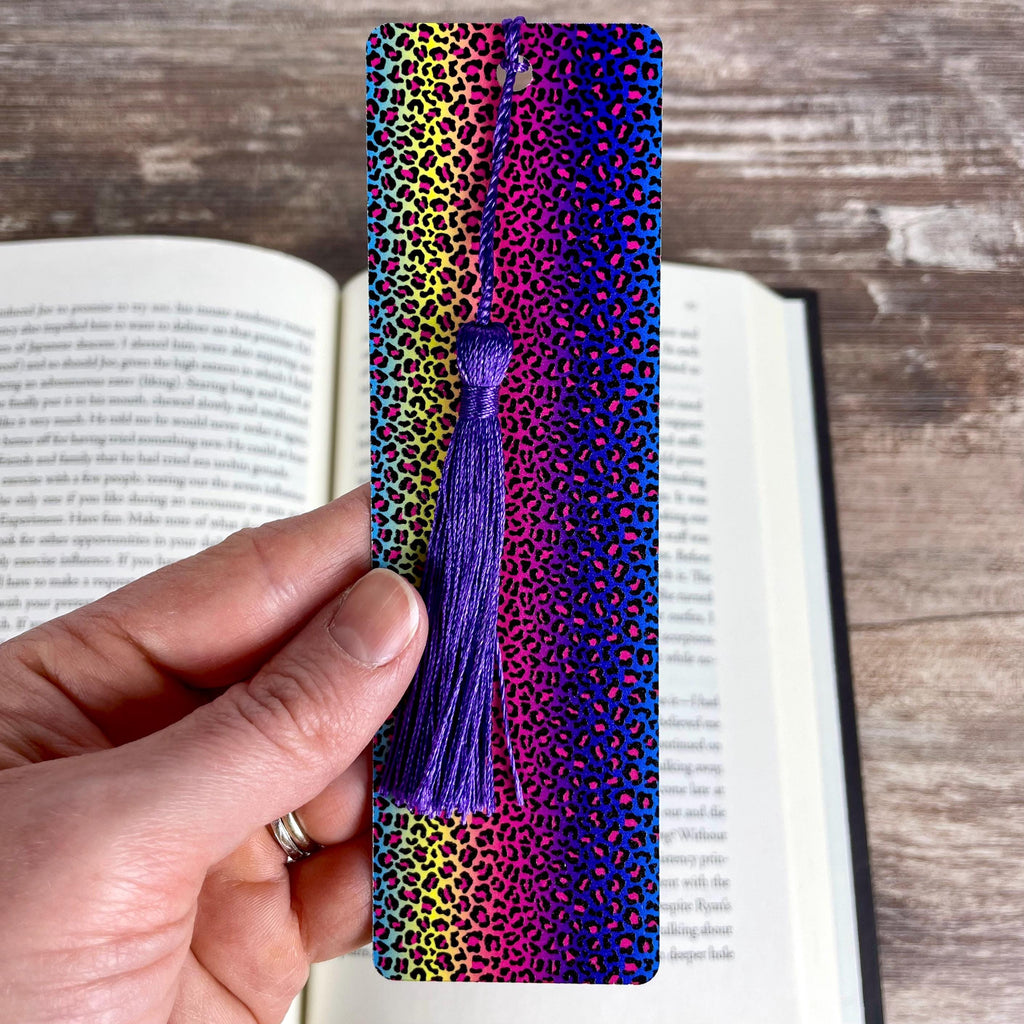 Rainbow Leopard Print Bookmark | Book Lover Gift | Colorful Bookmark | Teacher Gift | Animal Print Bookmark