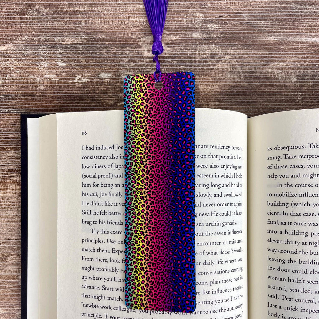Rainbow Leopard Print Bookmark | Book Lover Gift | Colorful Bookmark | Teacher Gift | Animal Print Bookmark