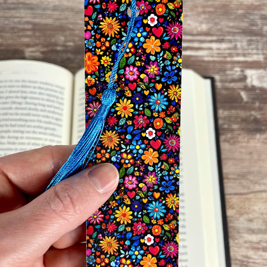 Retro Floral Bookmark Makes a Colorful Teacher Gift or Bookish Birthday Gift for Flower Lovers and Readers