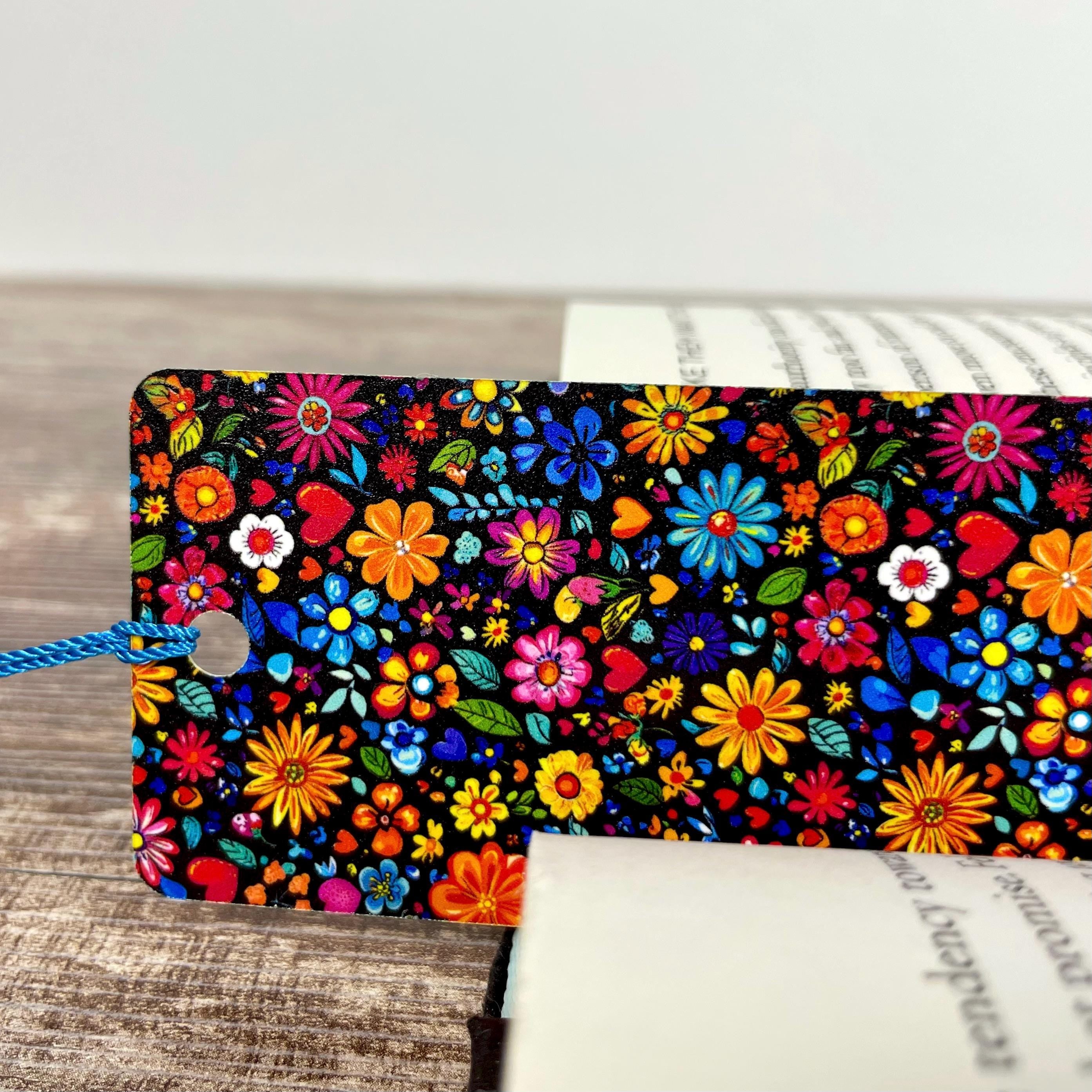 Retro Floral Bookmark Makes a Colorful Teacher Gift or Bookish Birthday Gift for Flower Lovers and Readers