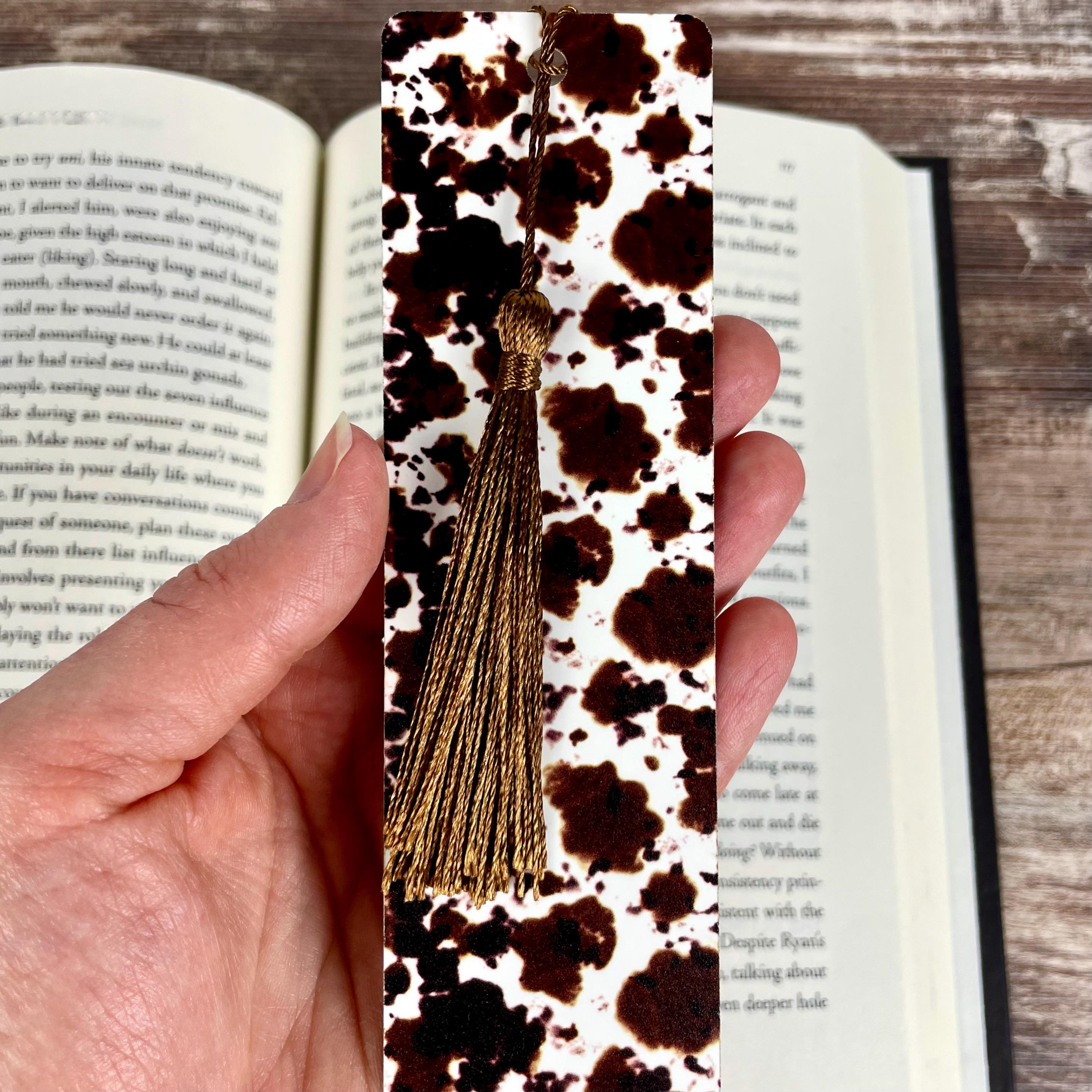 Brown Cow Print Bookmark Makes a Western Teacher Gift or Stocking Stuffer for Country Girls and Book Lovers
