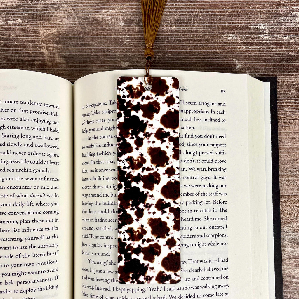 Brown Cow Print Bookmark Makes a Western Teacher Gift or Stocking Stuffer for Country Girls and Book Lovers