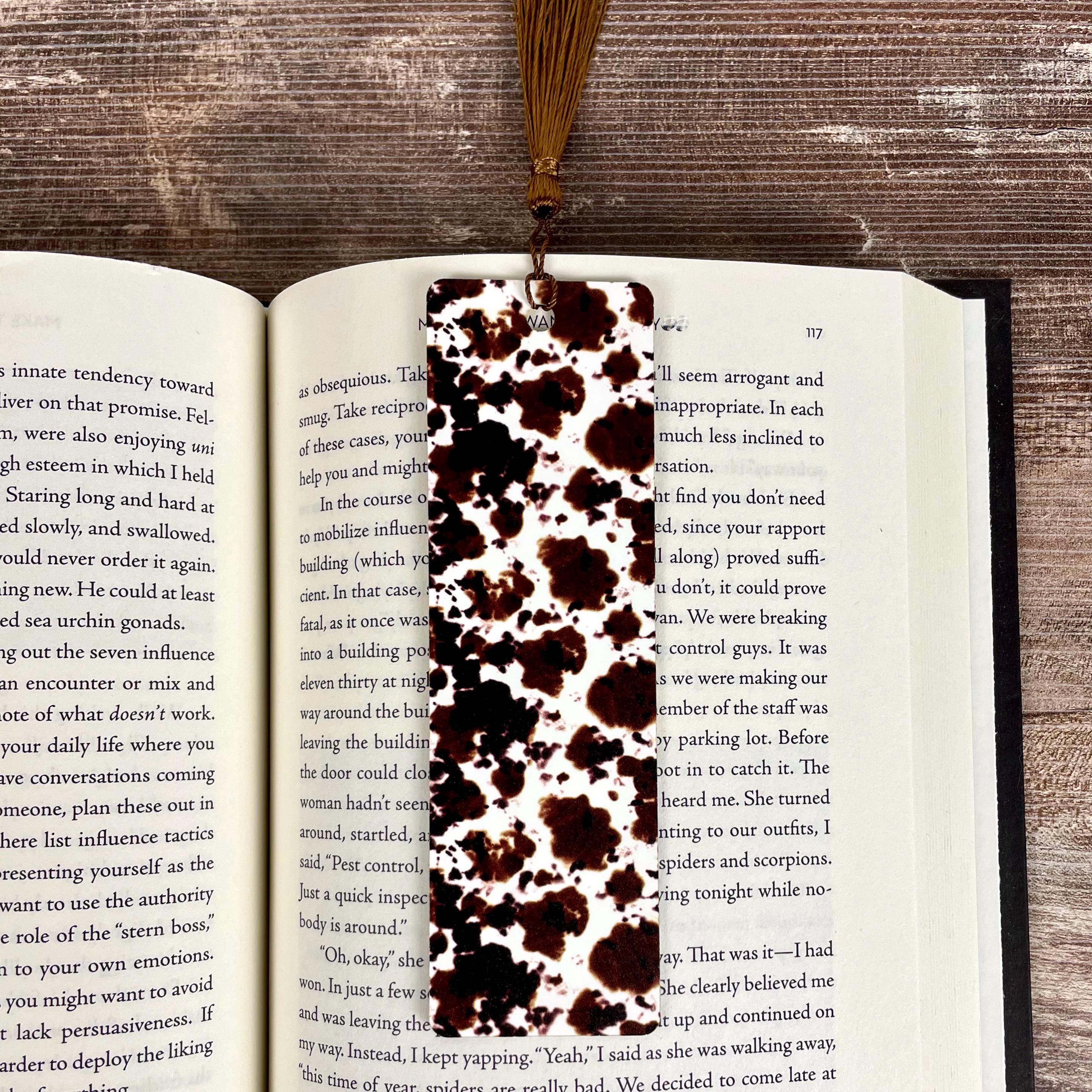 Brown Cow Print Bookmark Makes a Western Teacher Gift or Stocking Stuffer for Country Girls and Book Lovers