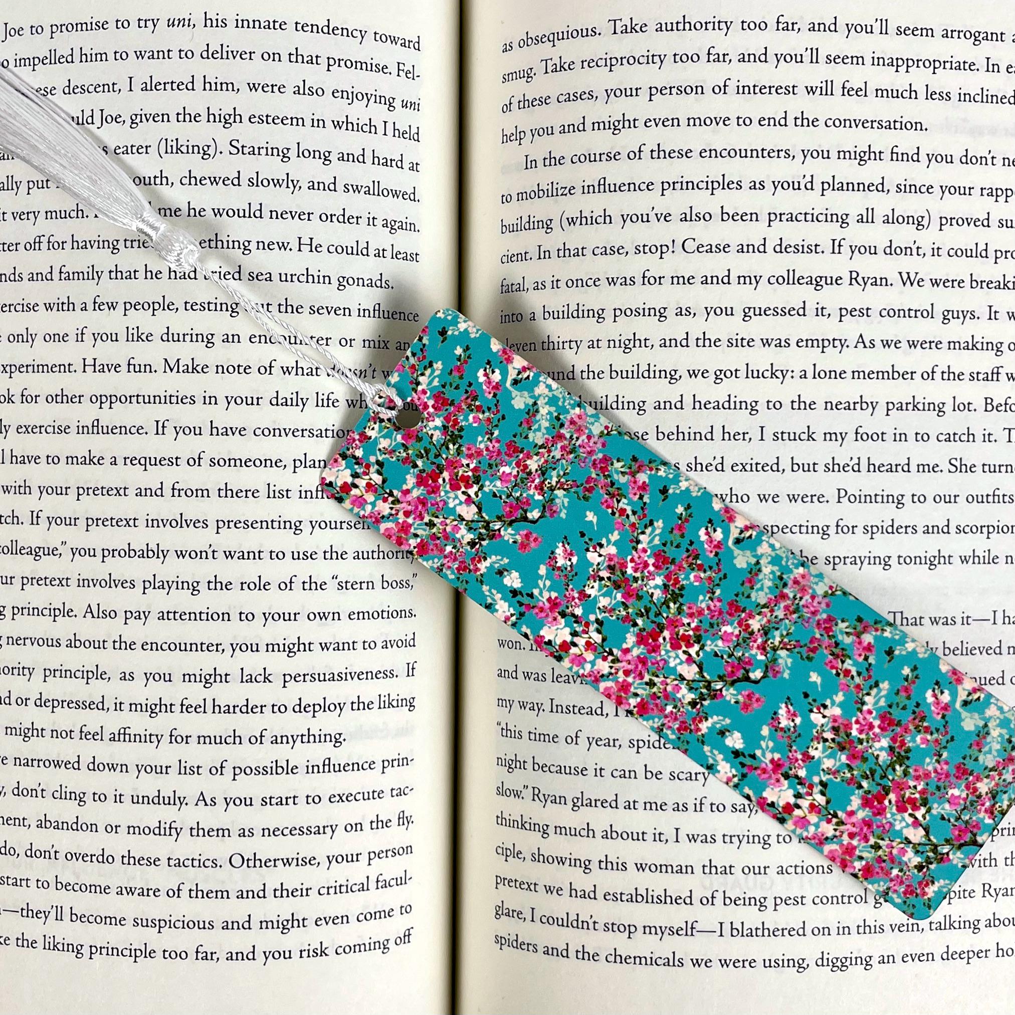 Cherry Blossom Bookmark for Teacher Appreciation Gift, Floral Book Accessory or Birthday Gift for Book Lovers and Readers