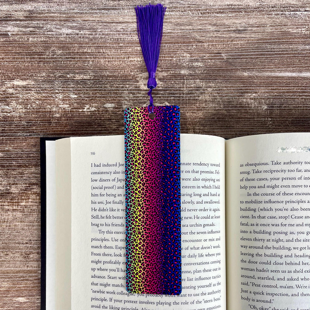 Rainbow Leopard Print Bookmark | Book Lover Gift | Colorful Bookmark | Teacher Gift | Animal Print Bookmark