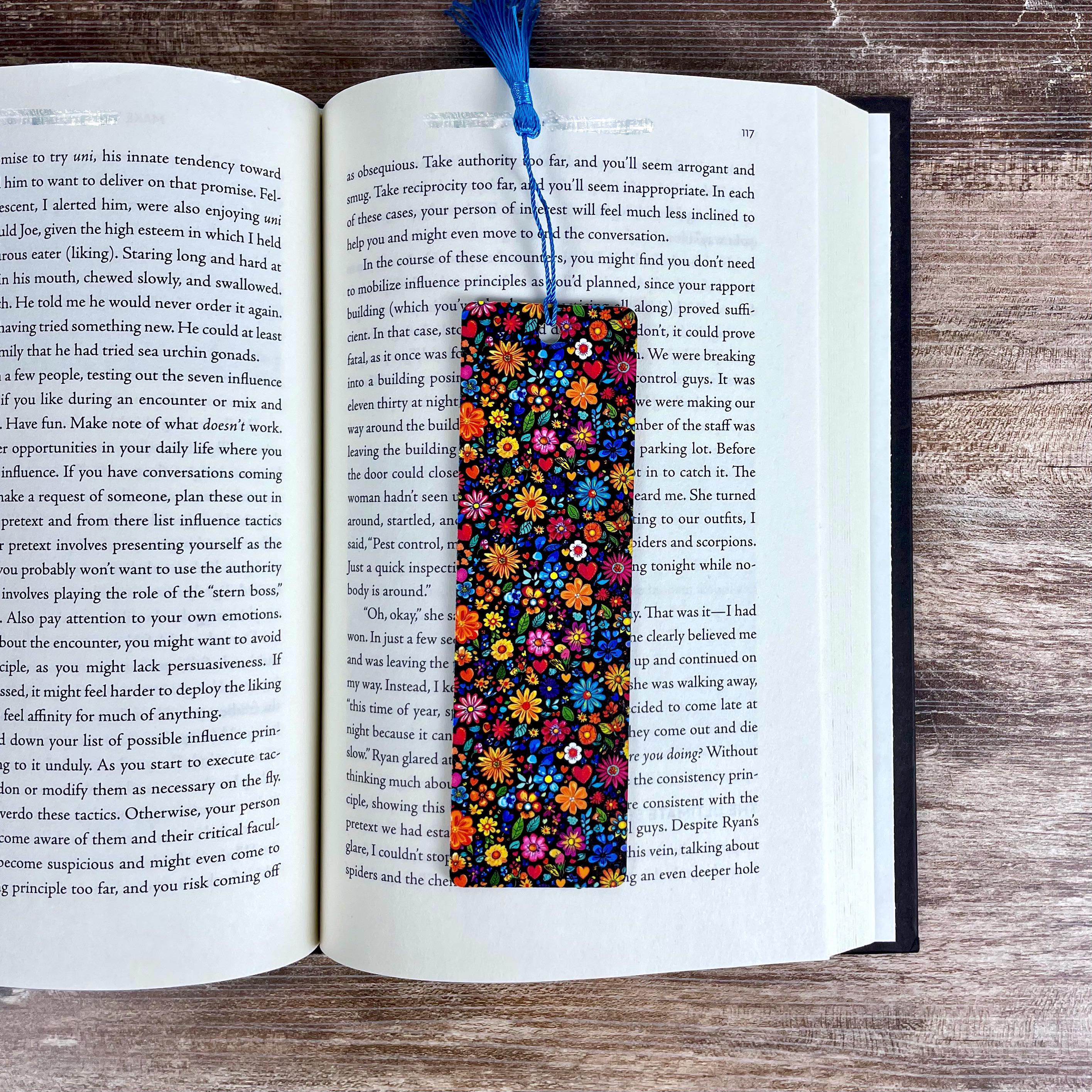 Retro Floral Bookmark Makes a Colorful Teacher Gift or Bookish Birthday Gift for Flower Lovers and Readers