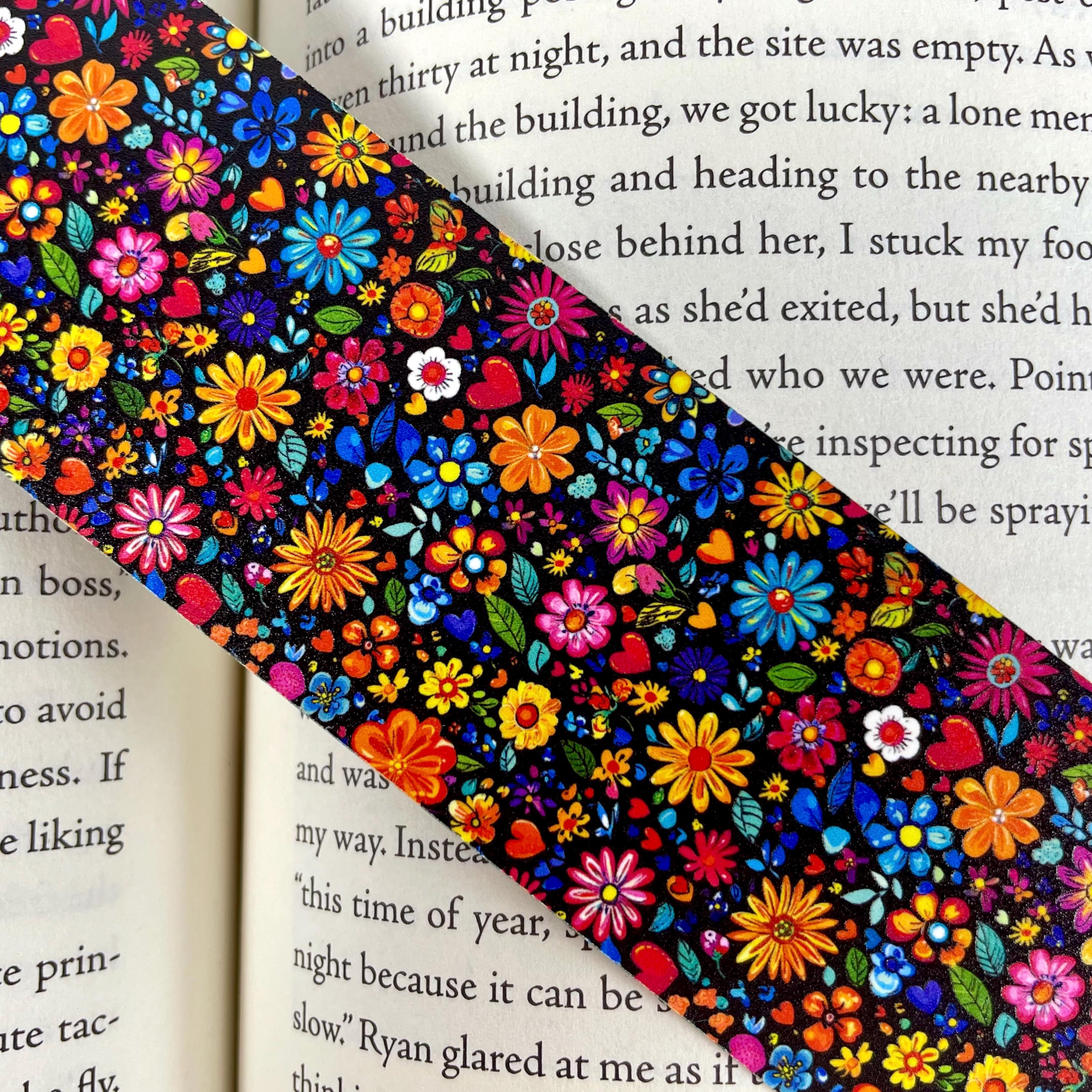Retro Floral Bookmark Makes a Colorful Teacher Gift or Bookish Birthday Gift for Flower Lovers and Readers