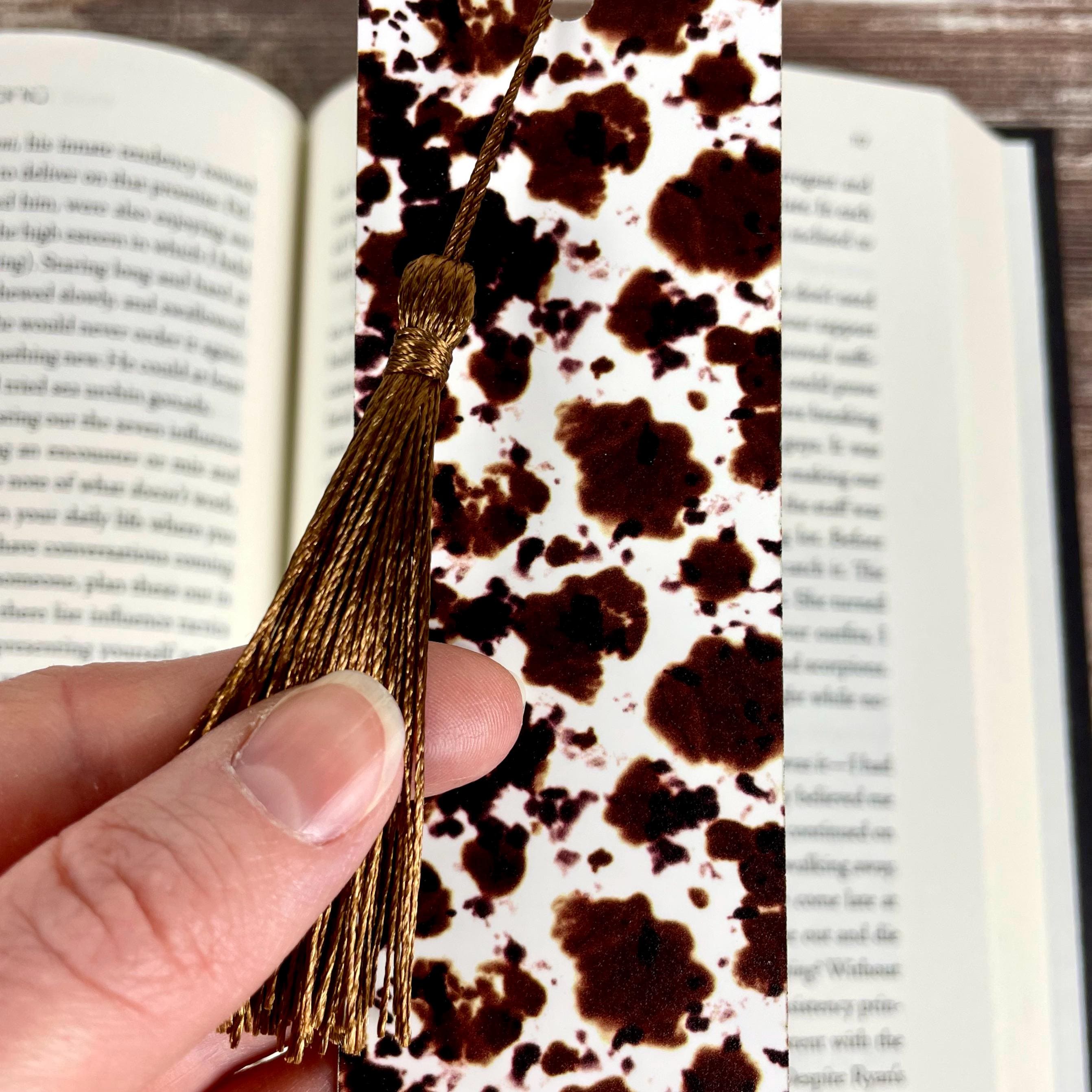 Brown Cow Print Bookmark Makes a Western Teacher Gift or Stocking Stuffer for Country Girls and Book Lovers