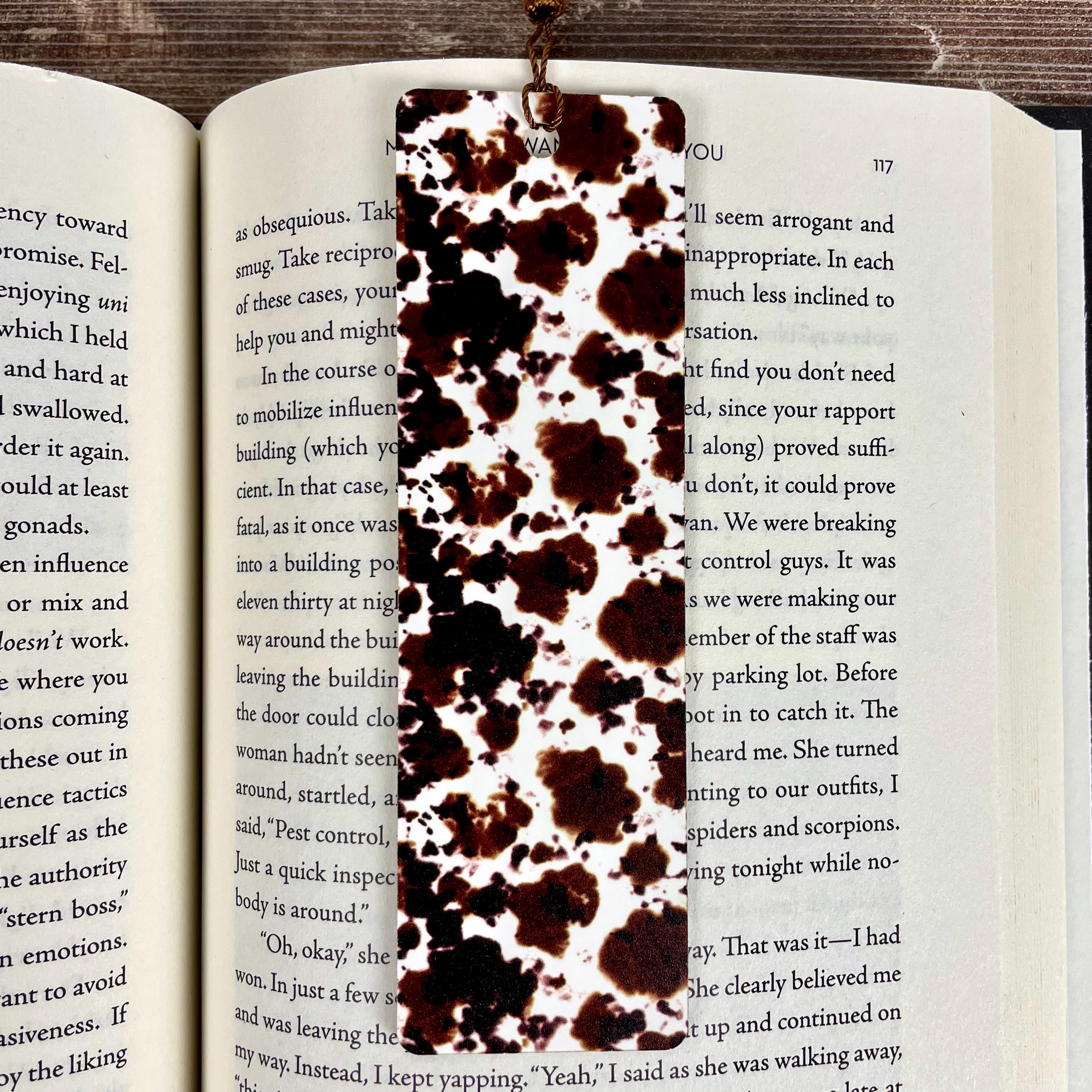 Brown Cow Print Bookmark Makes a Western Teacher Gift or Stocking Stuffer for Country Girls and Book Lovers