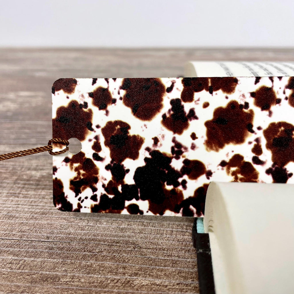 Brown Cow Print Bookmark Makes a Western Teacher Gift or Stocking Stuffer for Country Girls and Book Lovers
