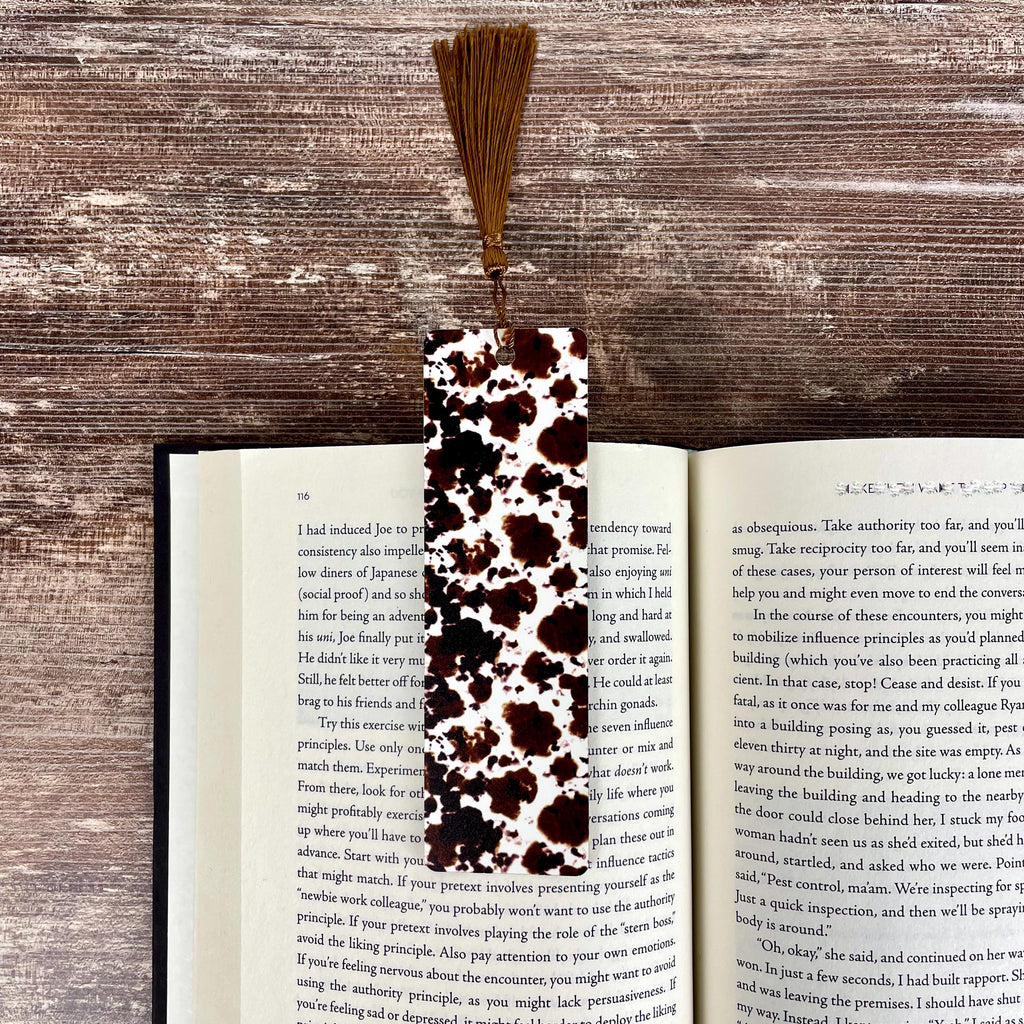 Brown Cow Print Bookmark Makes a Western Teacher Gift or Stocking Stuffer for Country Girls and Book Lovers