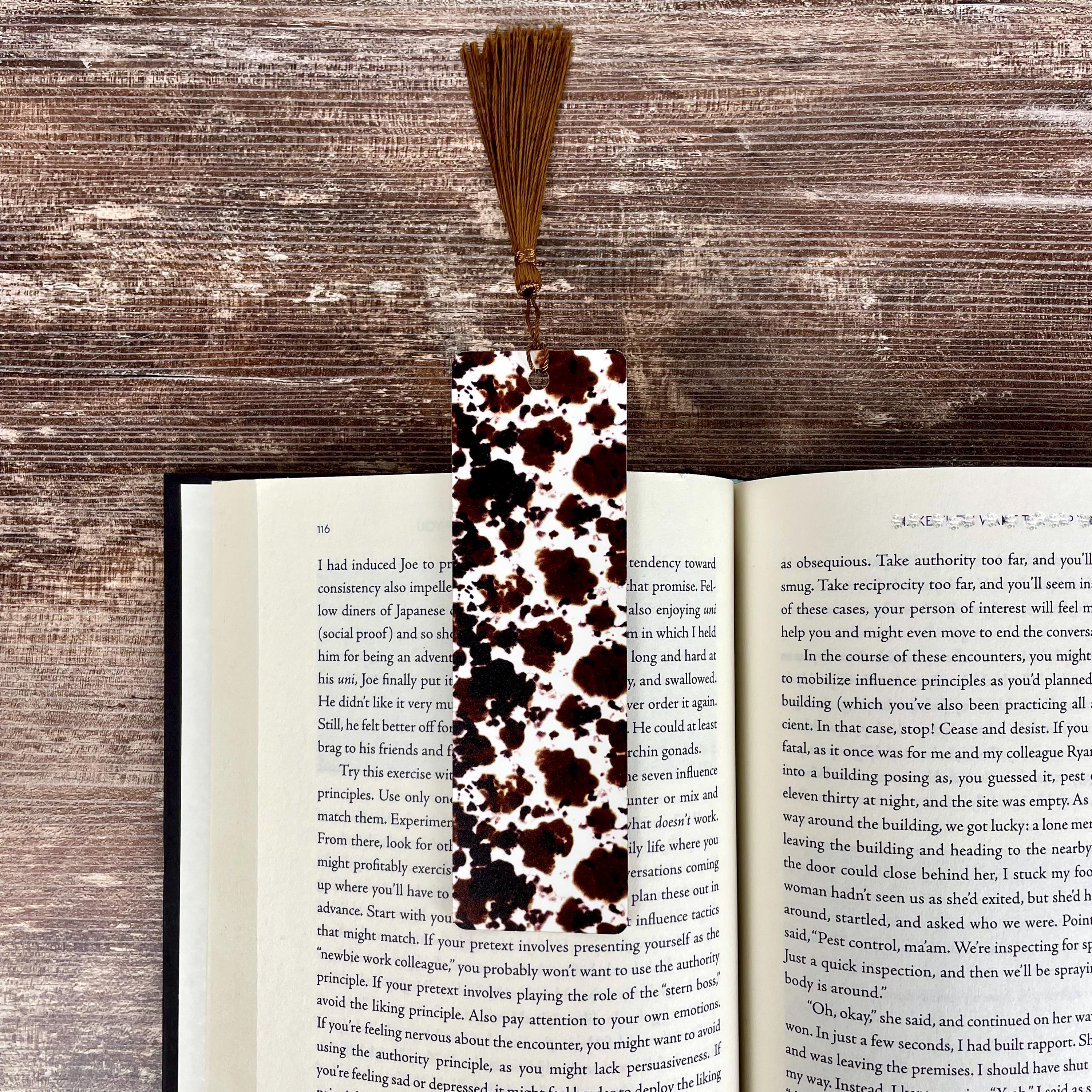 Brown Cow Print Bookmark Makes a Western Teacher Gift or Stocking Stuffer for Country Girls and Book Lovers