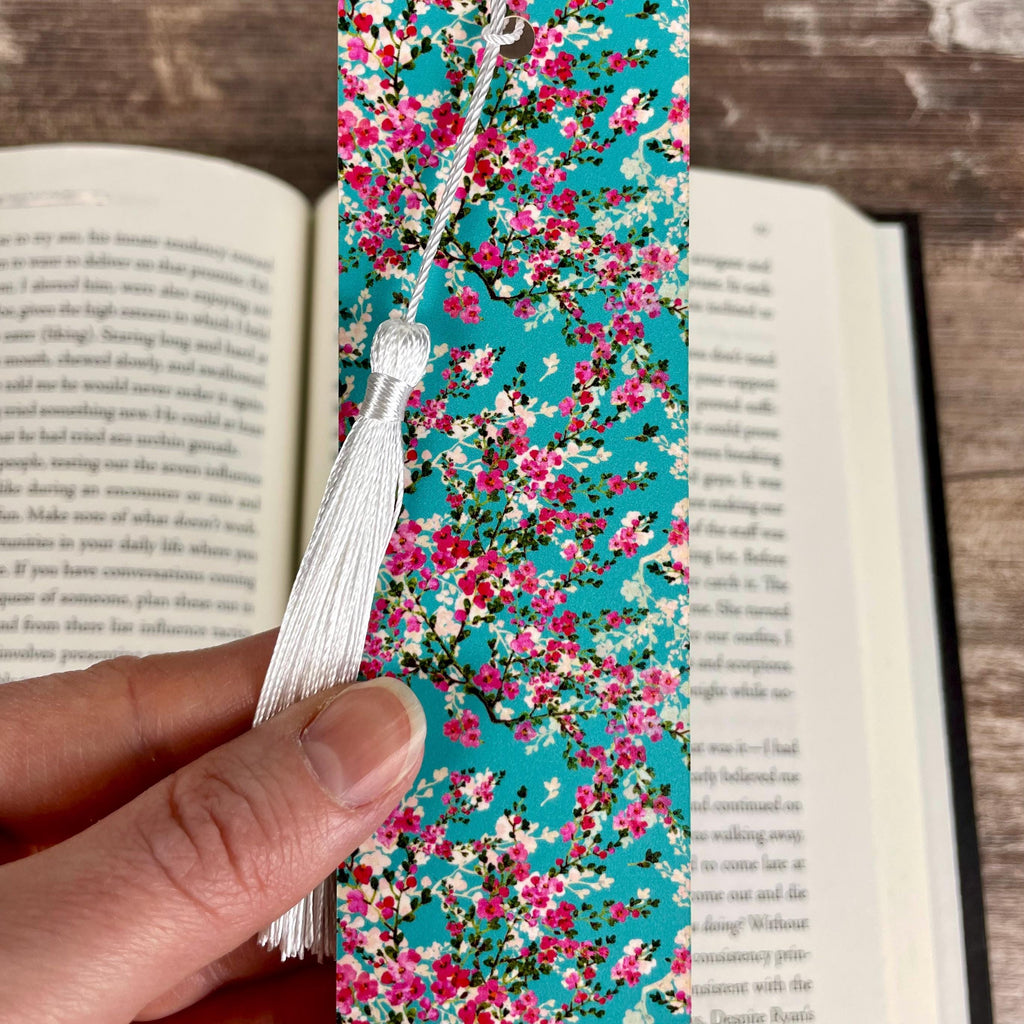 Cherry Blossom Bookmark for Teacher Appreciation Gift, Floral Book Accessory or Birthday Gift for Book Lovers and Readers