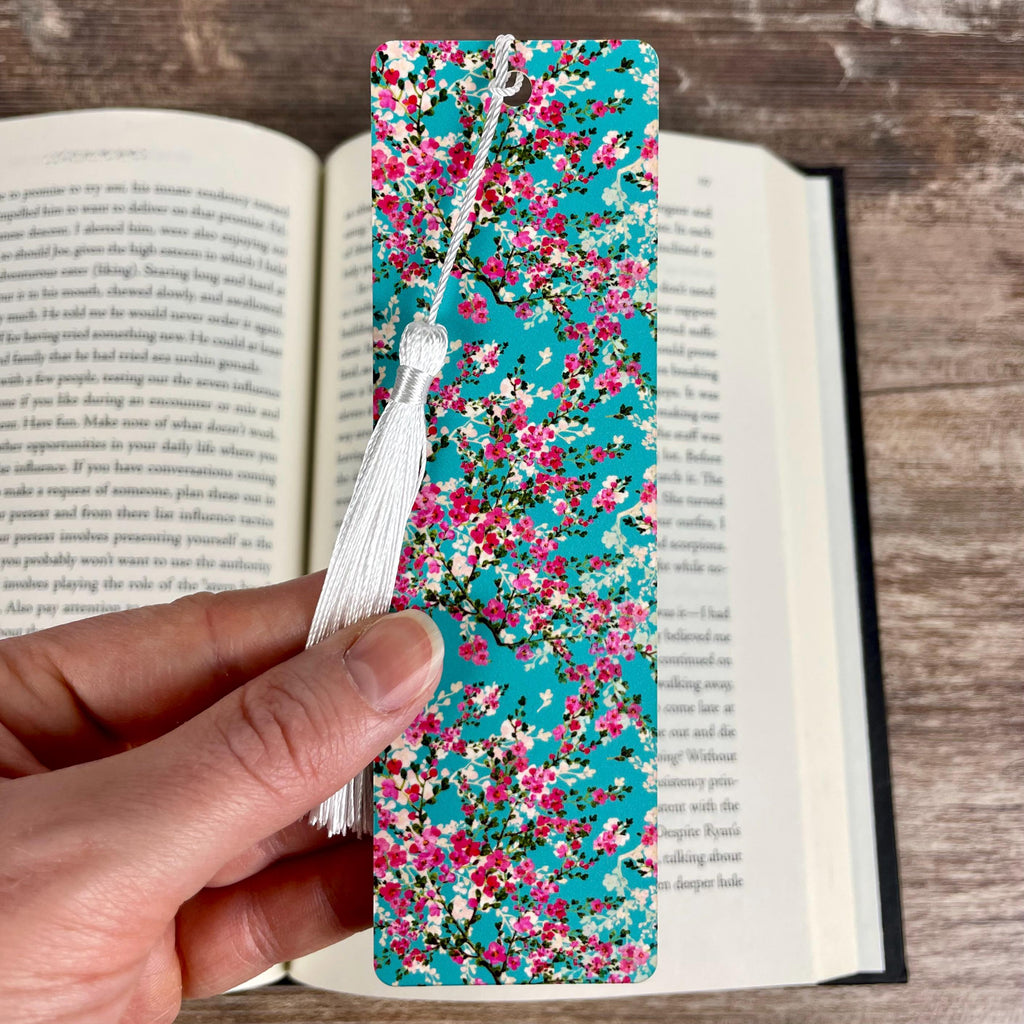 Cherry Blossom Bookmark for Teacher Appreciation Gift, Floral Book Accessory or Birthday Gift for Book Lovers and Readers