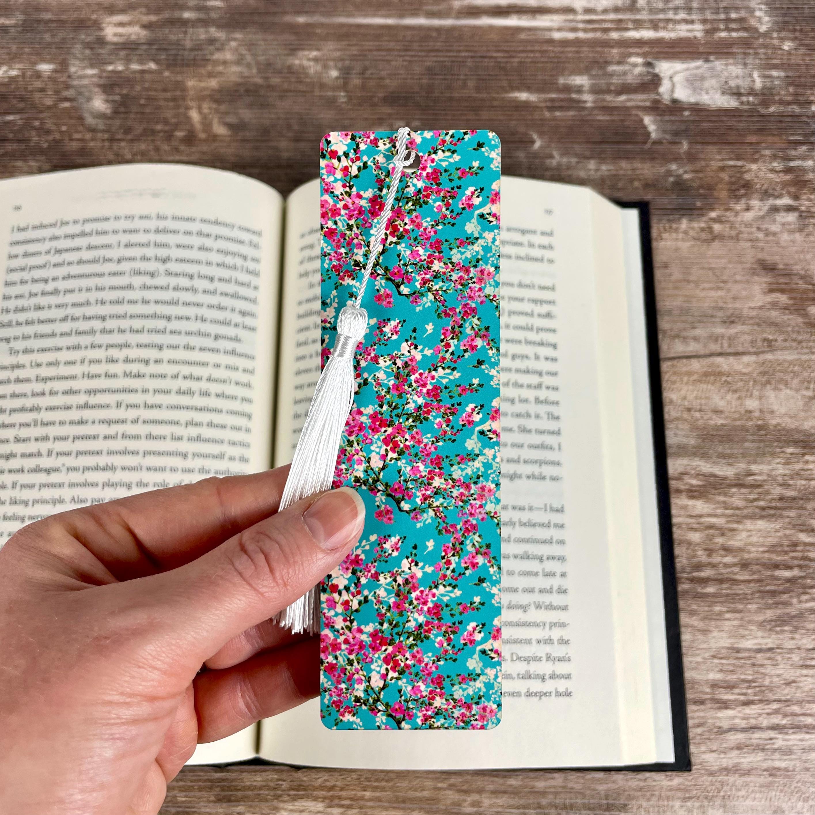 Cherry Blossom Bookmark for Teacher Appreciation Gift, Floral Book Accessory or Birthday Gift for Book Lovers and Readers