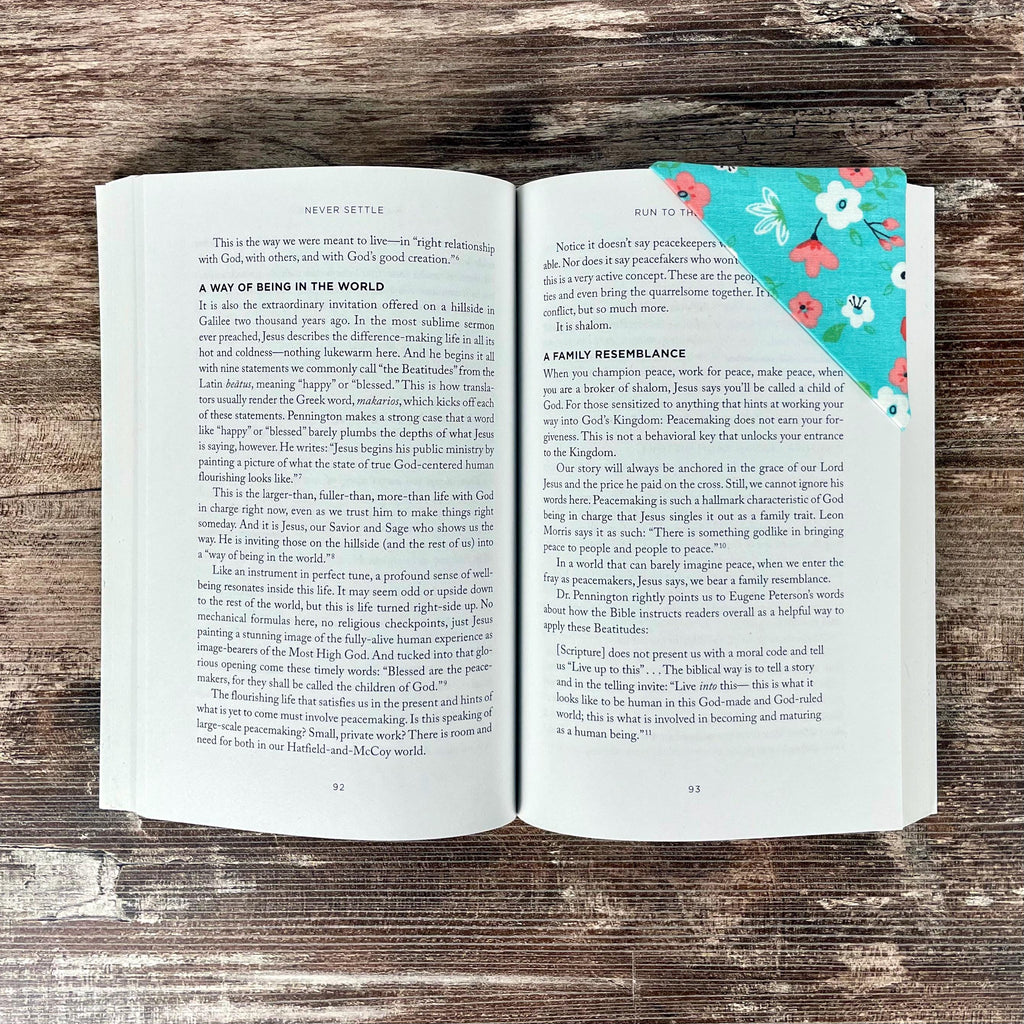 Turquoise Floral Bookmark for Book Lovers Makes a Thoughtful Teacher Appreciation Gift or Gift for Readers