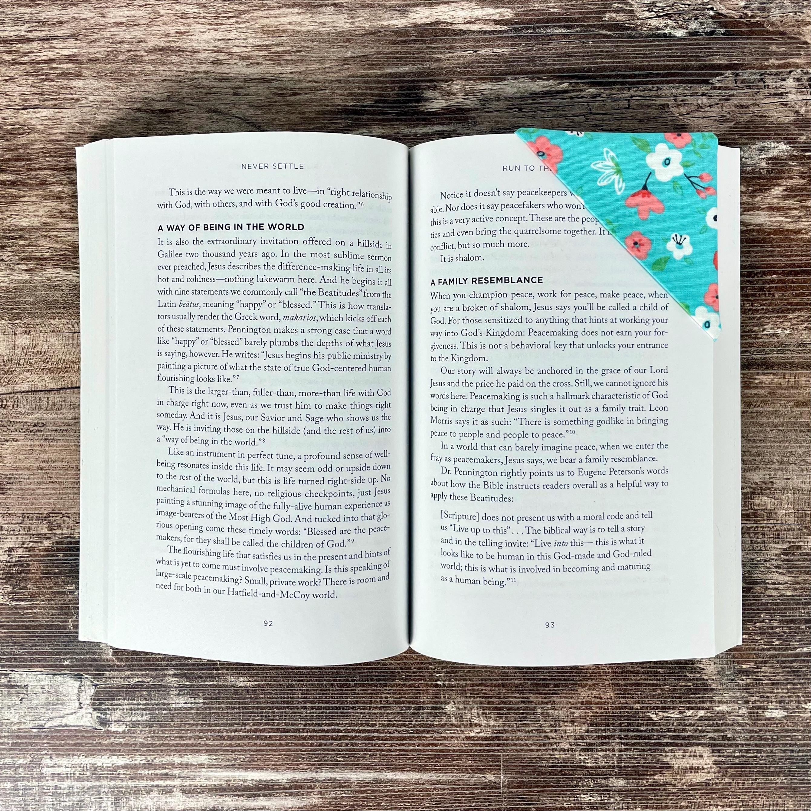Turquoise Floral Bookmark for Book Lovers Makes a Thoughtful Teacher Appreciation Gift or Gift for Readers