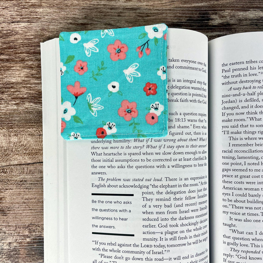 Turquoise Floral Bookmark for Book Lovers Makes a Thoughtful Teacher Appreciation Gift or Gift for Readers