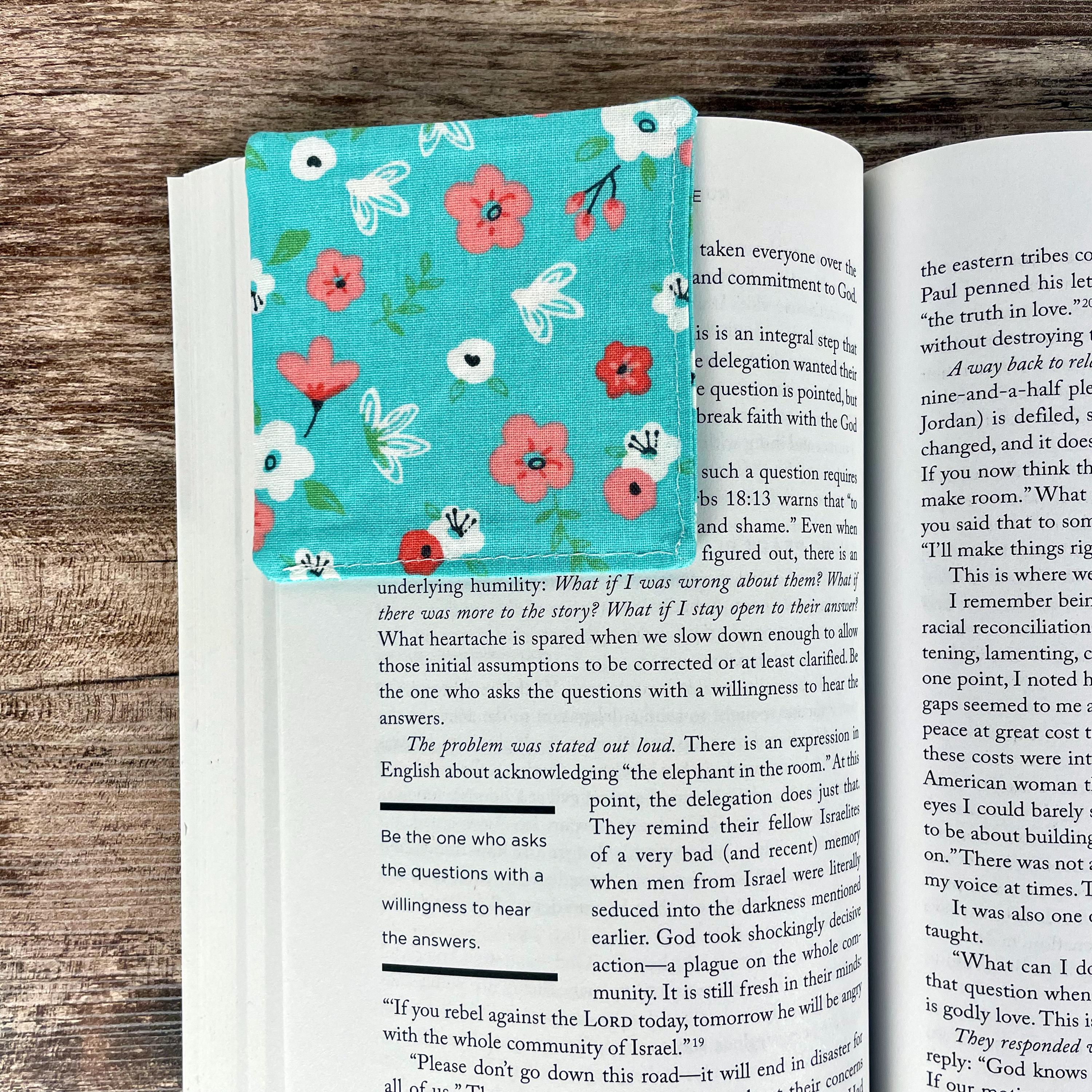 Turquoise Floral Bookmark for Book Lovers Makes a Thoughtful Teacher Appreciation Gift or Gift for Readers