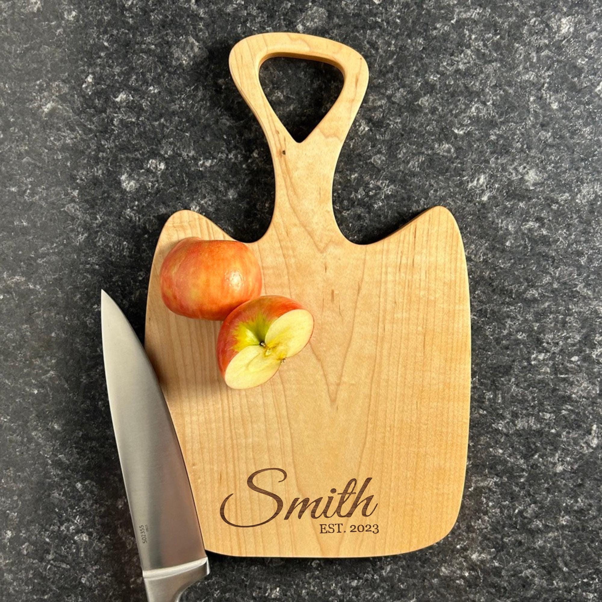 Personalized One-Piece Wood Cutting Board | Handmade Walnut, Cherry or Maple Serving Board | Non-Toxic Food Safe Finish | Wedding Gift