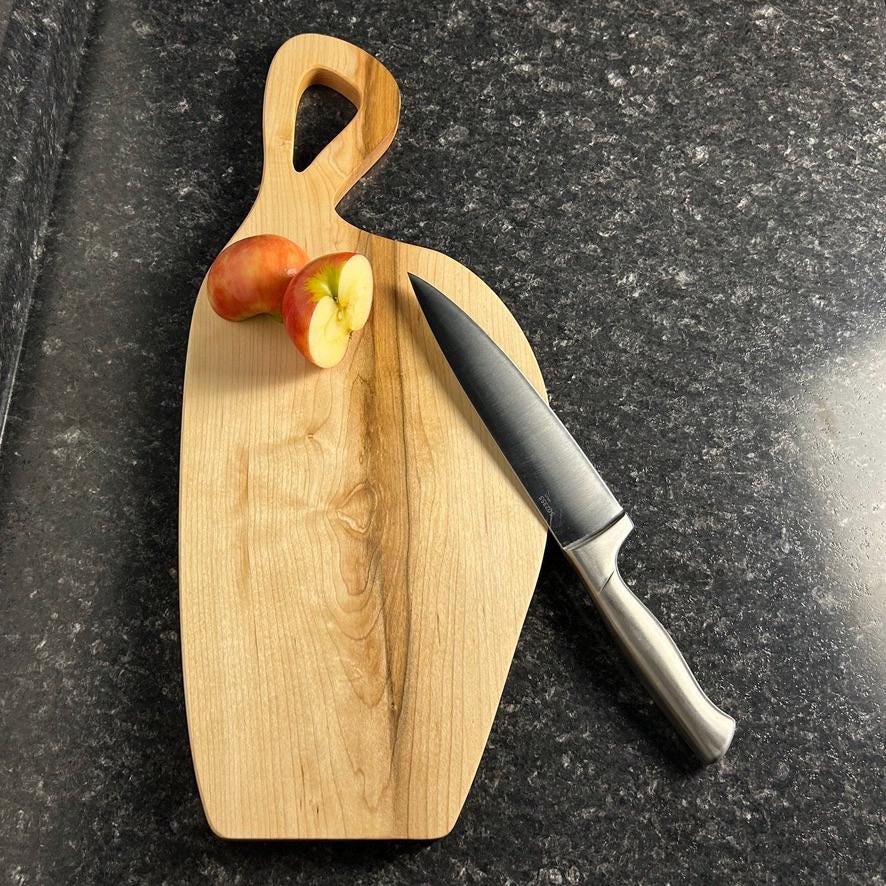 Personalized Wood Cutting Board | One-Piece Walnut, Maple or Cherry Serving Board | Handmade Food Safe Paddle Board | Wedding Gift