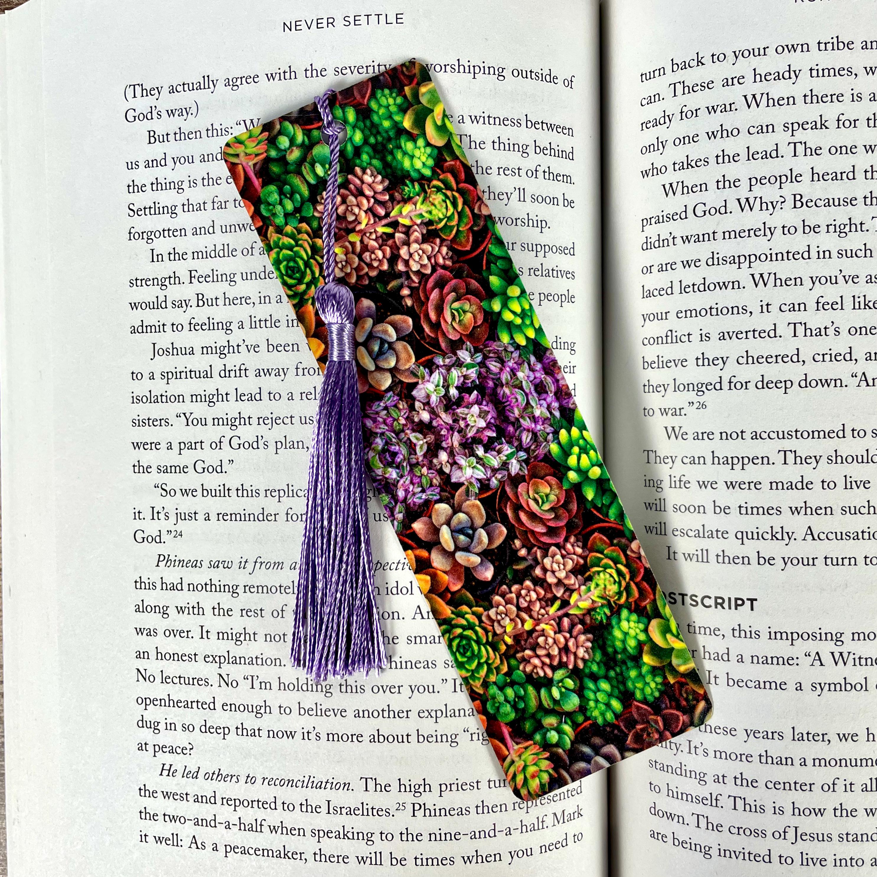 Succulent Bookmark for Teacher Gift Basket or Plant Lover Gift Box, Bookish Stocking Stuffer for Readers