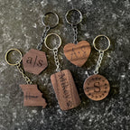 Personalized Keychain | Custom Keychain | Engraved Keychain | Handmade Walnut Wood Keychain | Name, Initials Gift