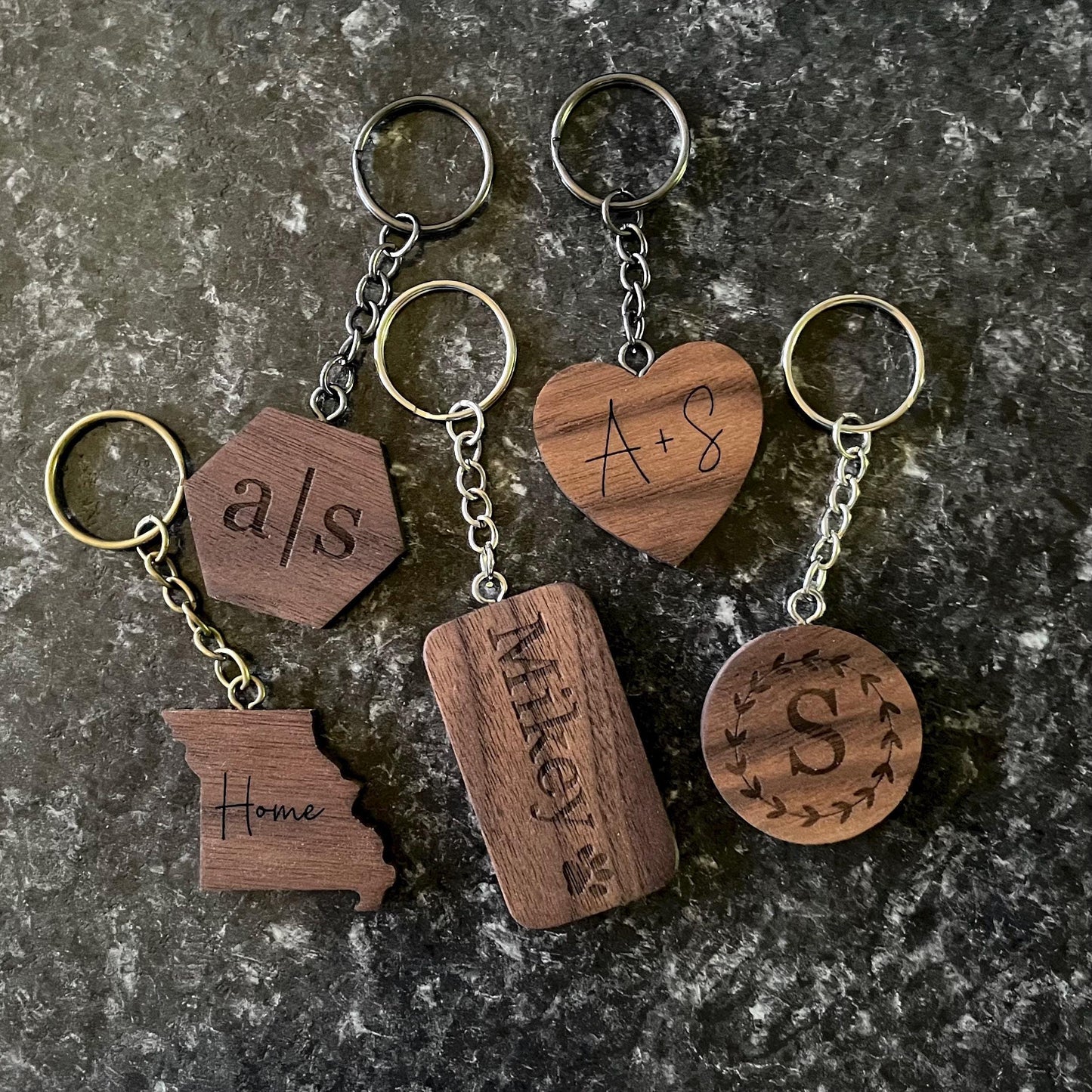 Personalized Keychain | Custom Keychain | Engraved Keychain | Handmade Walnut Wood Keychain | Name, Initials Gift