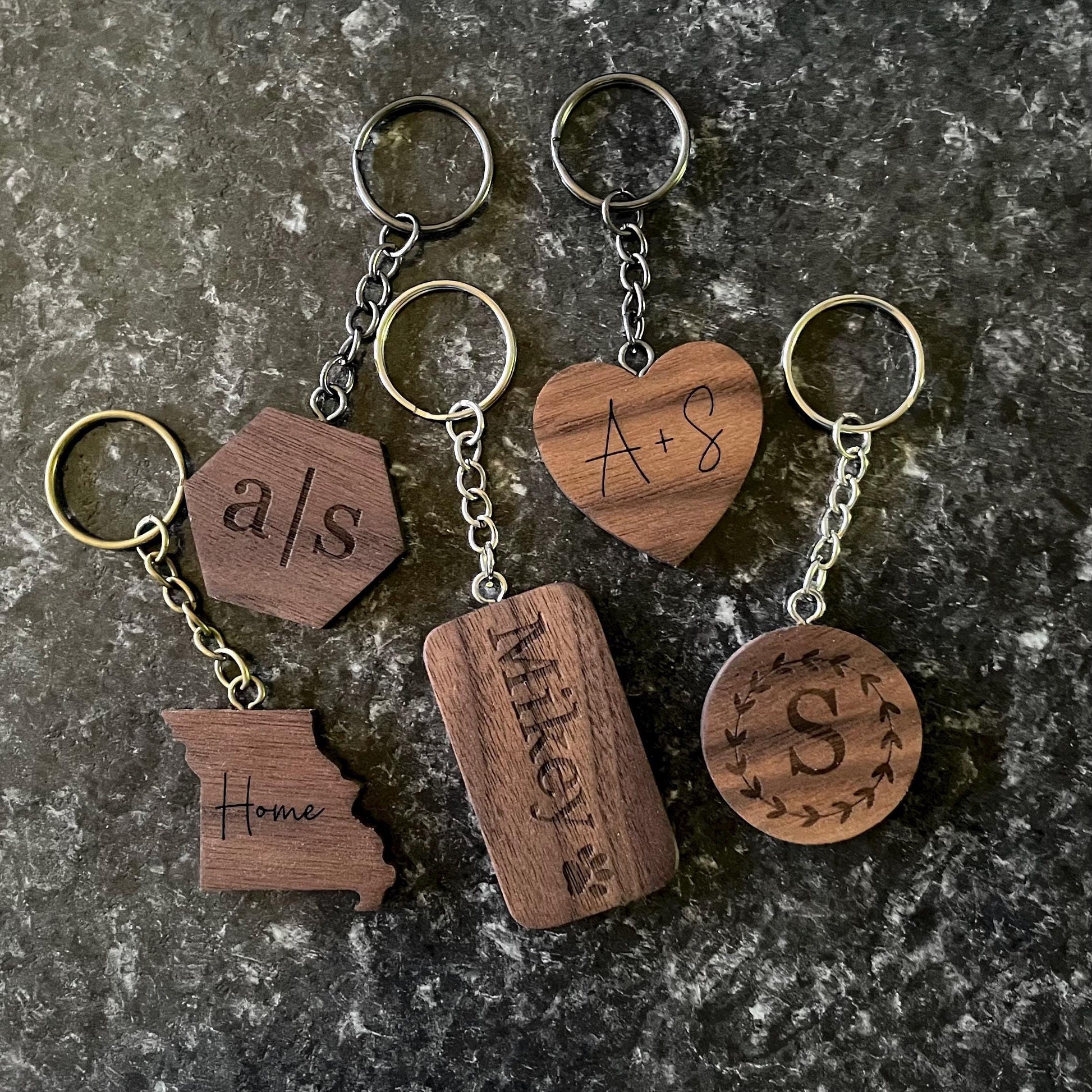 Personalized Keychain | Custom Keychain | Engraved Keychain | Handmade Walnut Wood Keychain | Name, Initials Gift