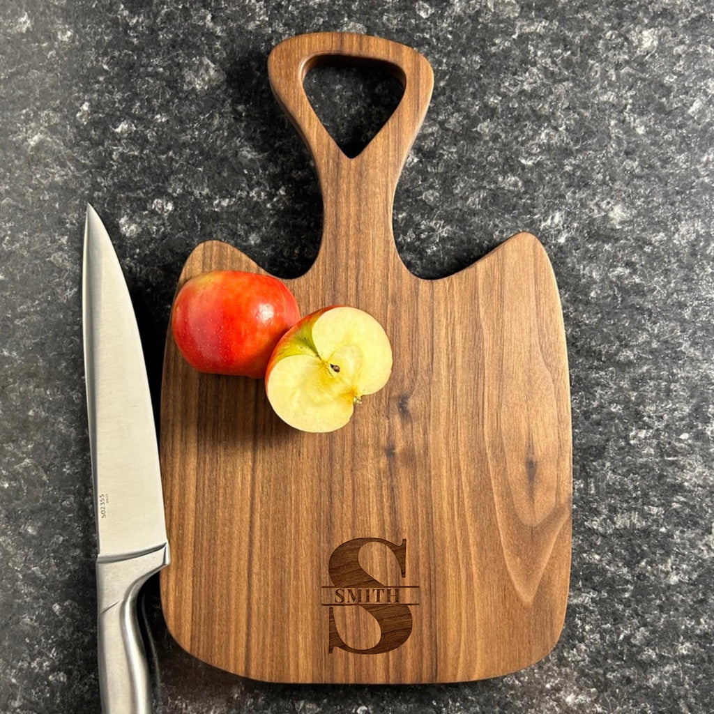 Personalized One-Piece Wood Cutting Board | Handmade Walnut, Cherry or Maple Serving Board | Non-Toxic Food Safe Finish | Wedding Gift