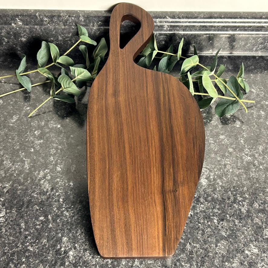 Personalized Wood Cutting Board | One-Piece Walnut, Maple or Cherry Serving Board | Handmade Food Safe Paddle Board | Wedding Gift