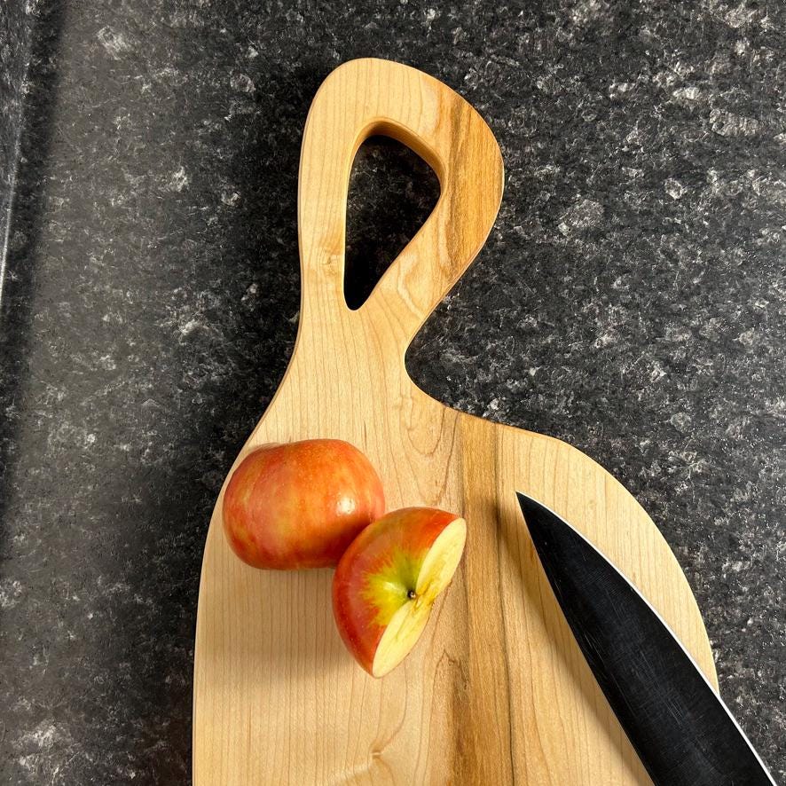 Personalized Wood Cutting Board | One-Piece Walnut, Maple or Cherry Serving Board | Handmade Food Safe Paddle Board | Wedding Gift