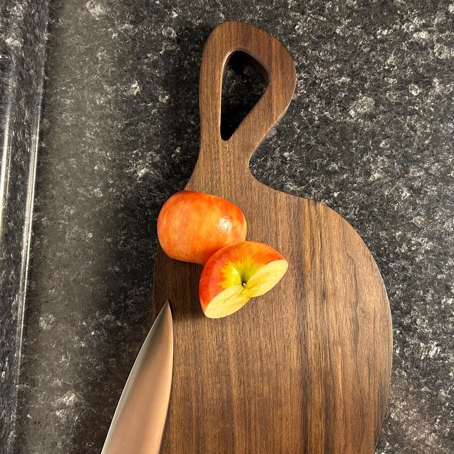 Personalized Wood Cutting Board | One-Piece Walnut, Maple or Cherry Serving Board | Handmade Food Safe Paddle Board | Wedding Gift