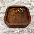 Personalized Wood Ring Dish, Handmade Walnut Jewelry Tray, Custom Initials Trinket Tray, Engagement Wedding Gift