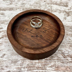 Personalized Wood Ring Dish, Handmade Walnut Jewelry Tray, Custom Initials Trinket Tray, Engagement Wedding Gift