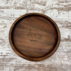 Personalized Wood Jewelry Tray, 5 Inch Ring Dish, Handmade Wooden Catchall Tray, Custom Engraved Wedding or Anniversary Gift
