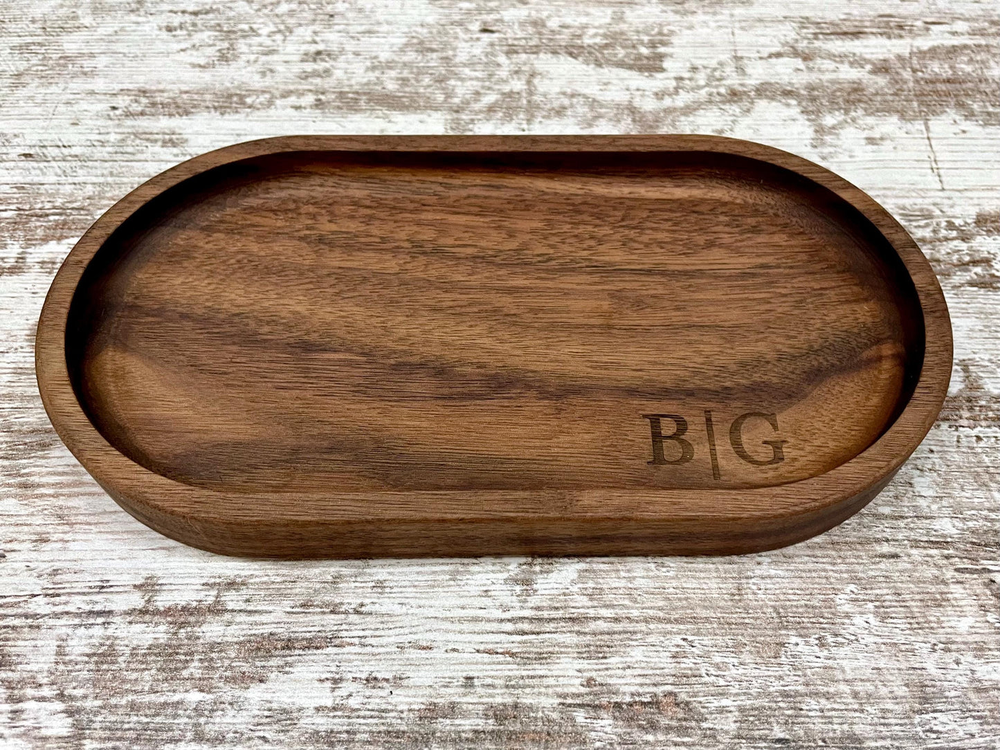 Personalized Jewelry Tray, Oval Wood Ring Dish, Custom Engraved Catchall Tray, Handmade Necklace Watch Bracelet Holder, Wedding Gift