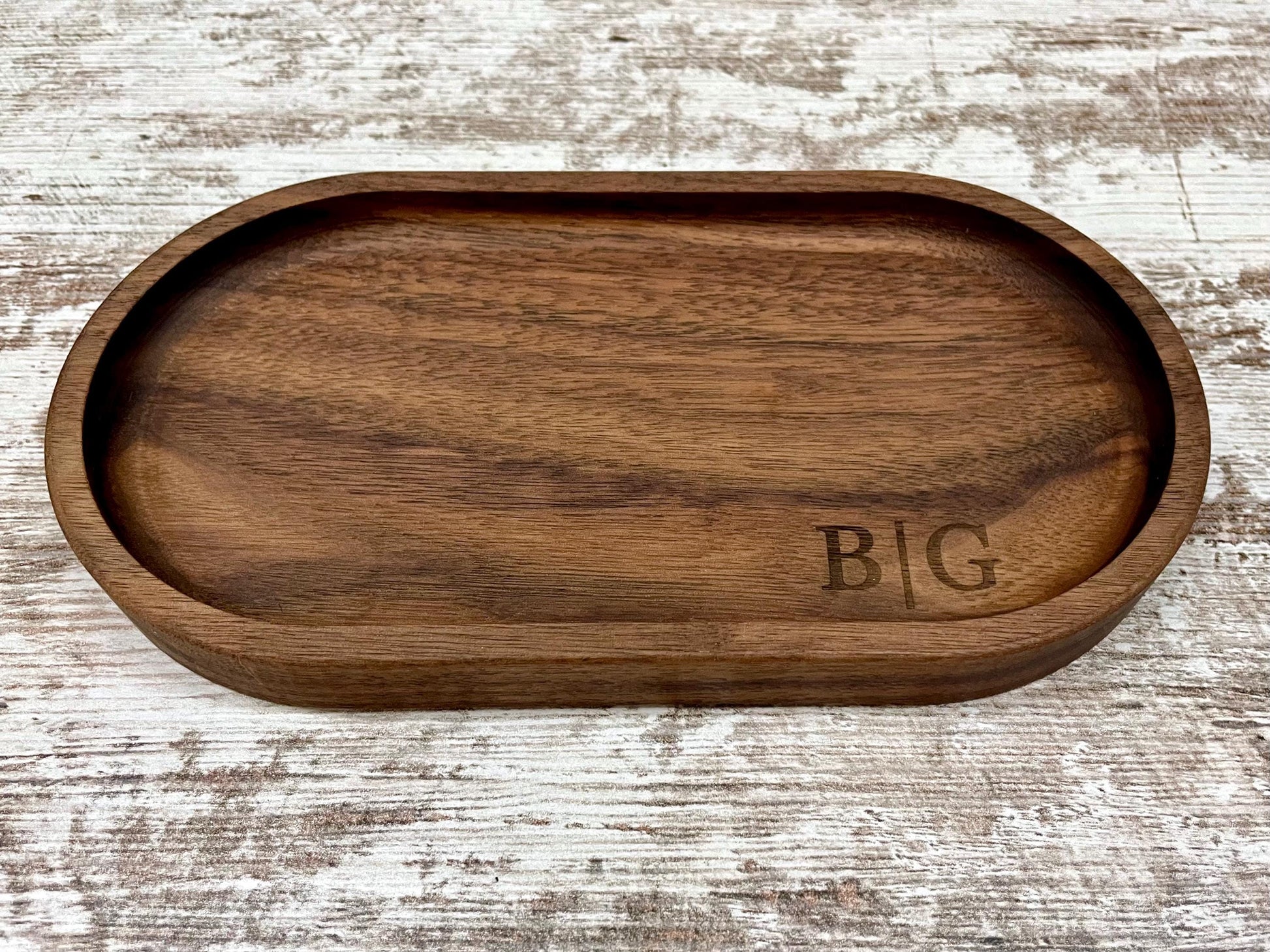Personalized Jewelry Tray, Oval Wood Ring Dish, Custom Engraved Catchall Tray, Handmade Necklace Watch Bracelet Holder, Wedding Gift