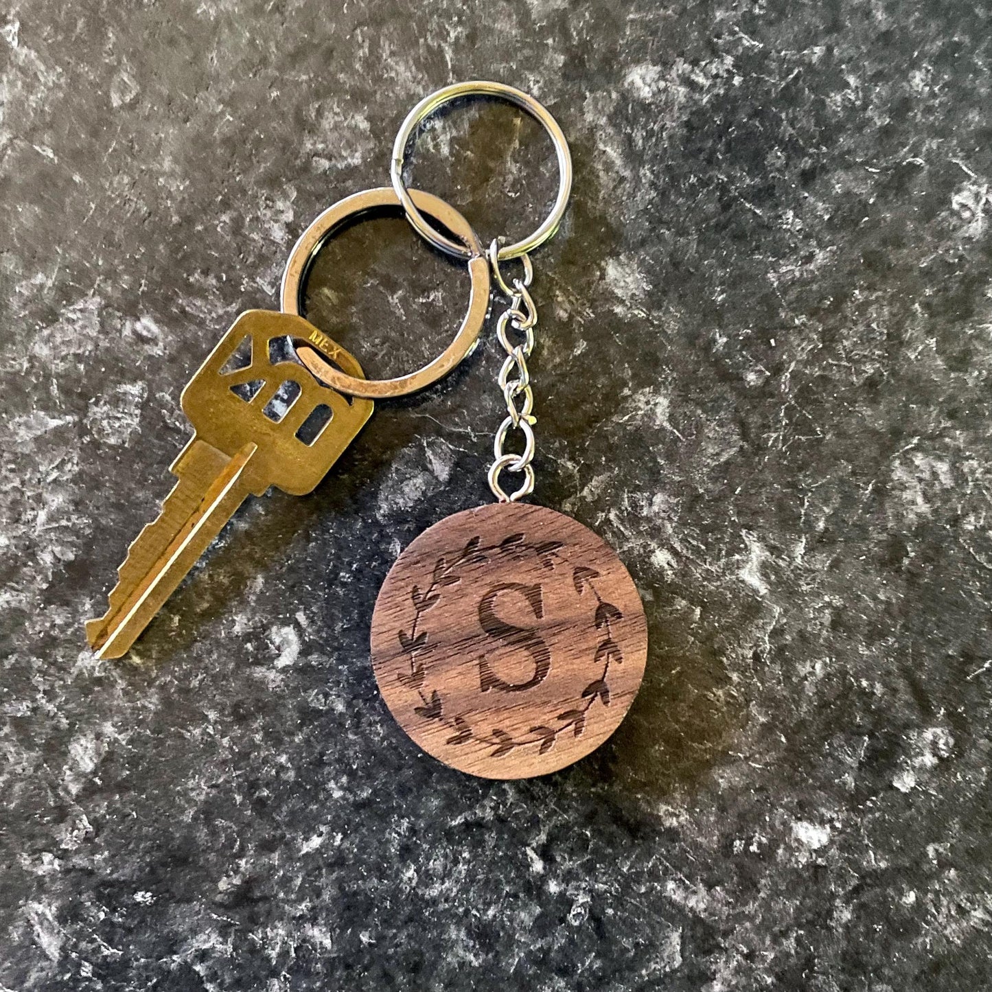 Personalized Keychain | Custom Keychain | Engraved Keychain | Handmade Walnut Wood Keychain | Name, Initials Gift