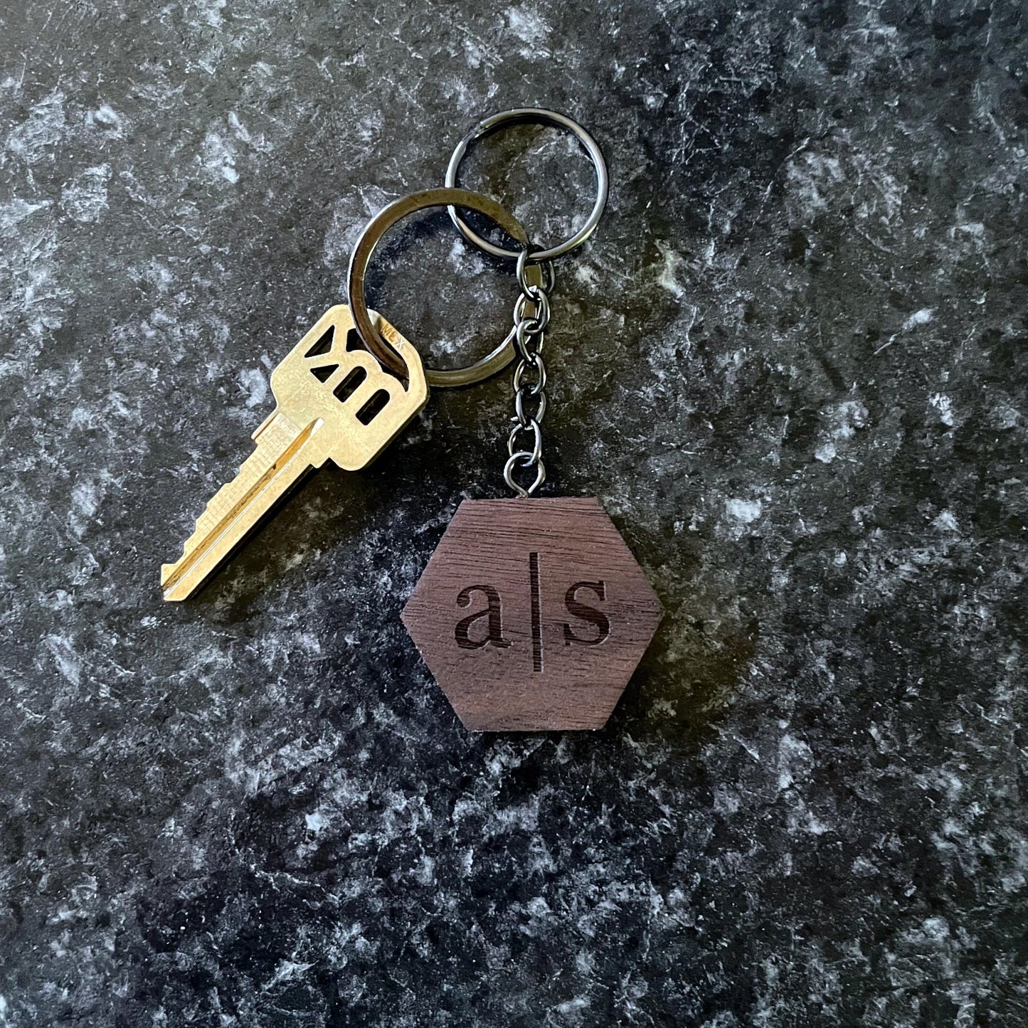Personalized Keychain | Custom Keychain | Engraved Keychain | Handmade Walnut Wood Keychain | Name, Initials Gift