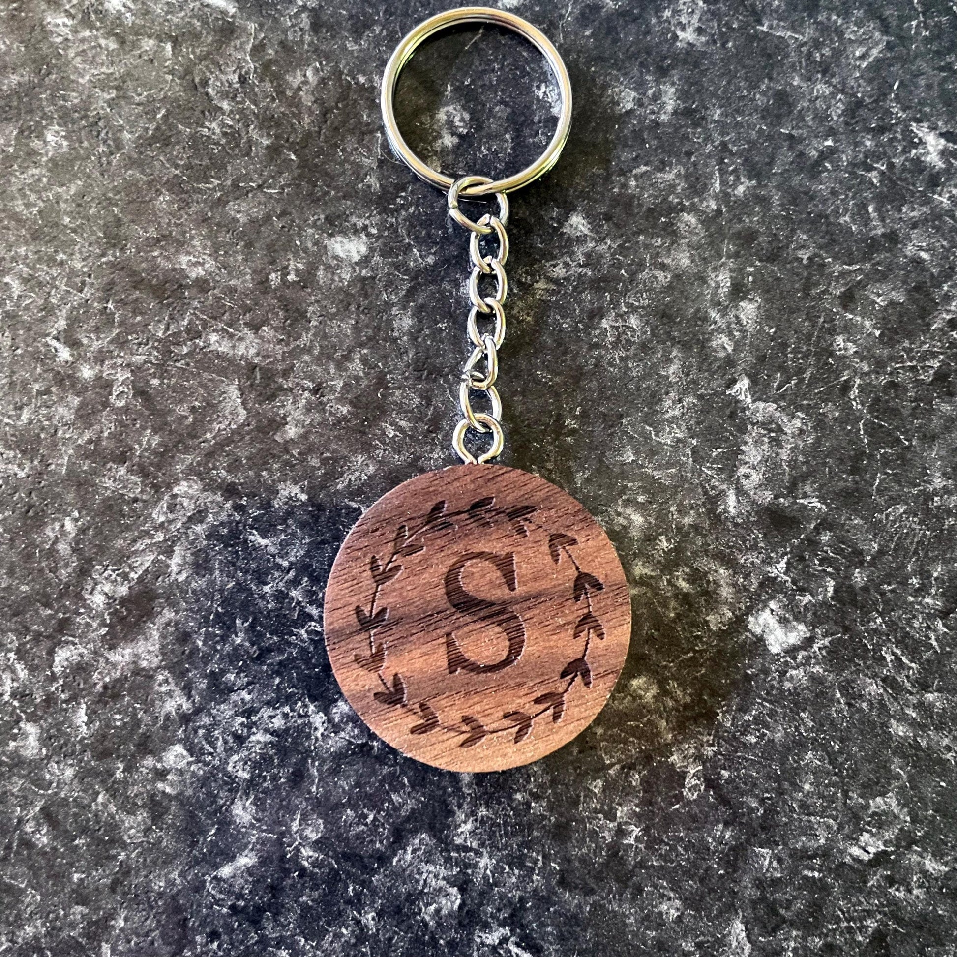 Personalized Keychain | Custom Keychain | Engraved Keychain | Handmade Walnut Wood Keychain | Name, Initials Gift